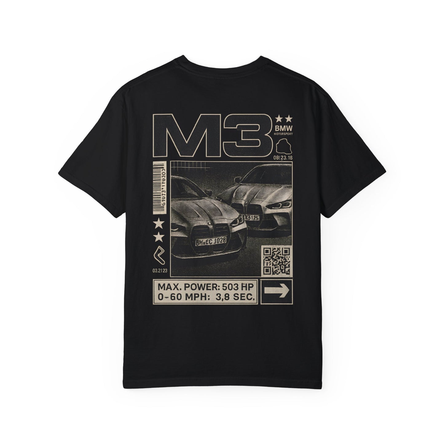 BMW M3 Unisex Garment-Dyed T-Shirt - Vintage Car Design