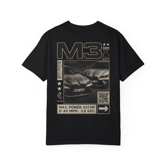 BMW M3 Unisex Garment-Dyed T-Shirt - Vintage Car Design